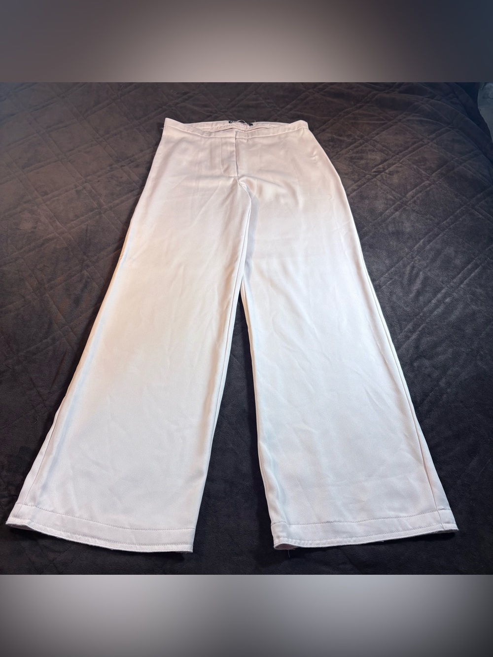 Zara White Wide-Leg Ponte Trousers